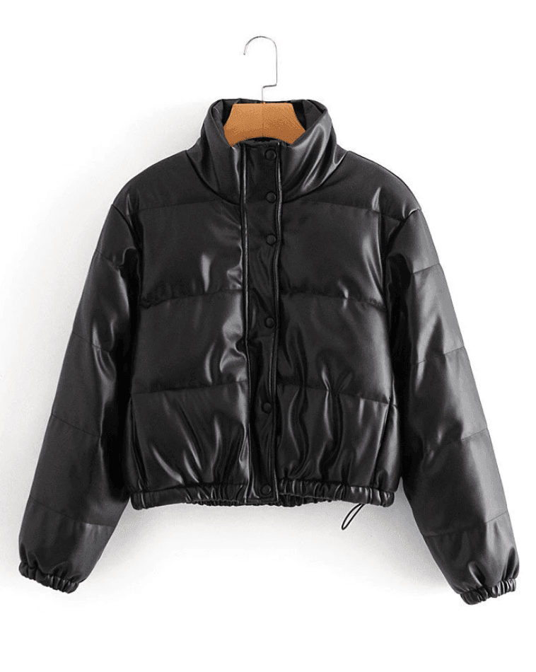 Puffer Jacket Pu Leather Puffer Jacket