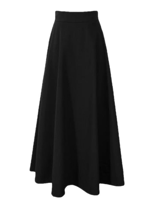 Women's Skirt A Line Maxi Polyester Black Skirts Winter Ruched Fashion Casual Street Daily S M L