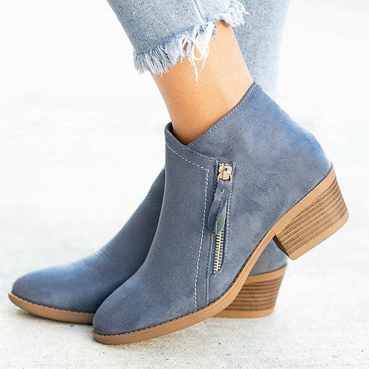 Women's Boots Suede Shoes Comfort Shoes Chelsea Boots Outdoor Daily Booties Ankle Boots Summer Cuban Heel Round Toe Basic Classic Casual Suede Zipper Solid Color Solid Colored Black Blue Orange