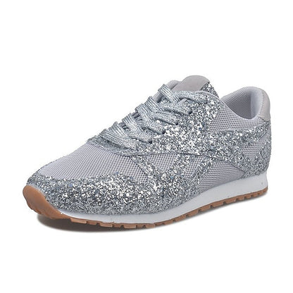 Women's Trainers Athletic Shoes Sneakers Sequins Plus Size Bling Bling Sneakers Outdoor Daily Summer Sequin Platform Flat Heel Round Toe Sporty Classic Casual Tennis Shoes Walking Shoes Mesh Lace-up