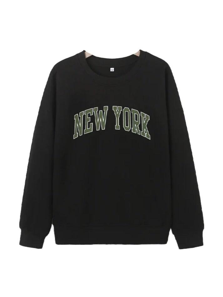 Simple Letter Print Drop Shoulder Sweatshirt