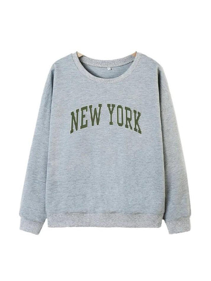 Simple Letter Print Drop Shoulder Sweatshirt