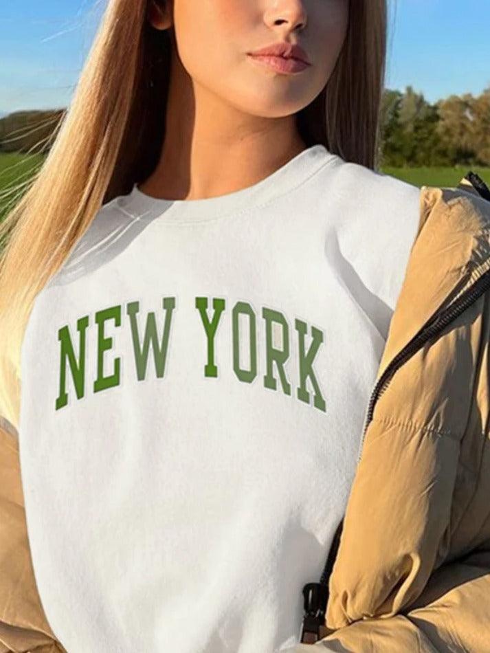 Simple Letter Print Drop Shoulder Sweatshirt