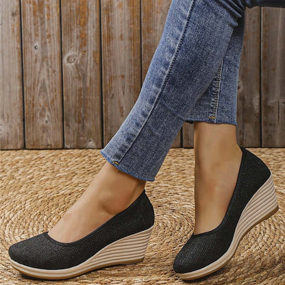 Women's Heels Wedge Heels Espadrilles Comfort Shoes Outdoor Daily Summer Wedge Heel Round Toe Elegant Casual Comfort Canvas Loafer Solid Color White flat Black flat Black