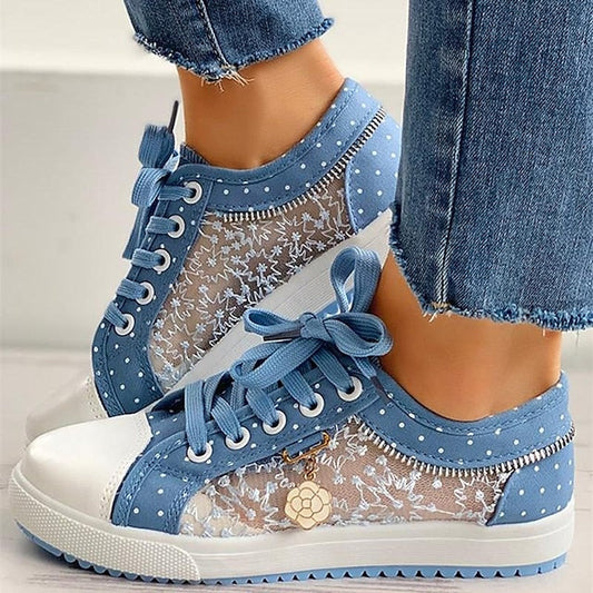 Women's Sneakers Plus Size Canvas Shoes Outdoor Daily Summer Buckle Flat Heel Round Toe Fashion Classic Casual Walking Shoes PU Leather Canvas Mesh Solid Color Solid Colored Hollow-out Light Blue