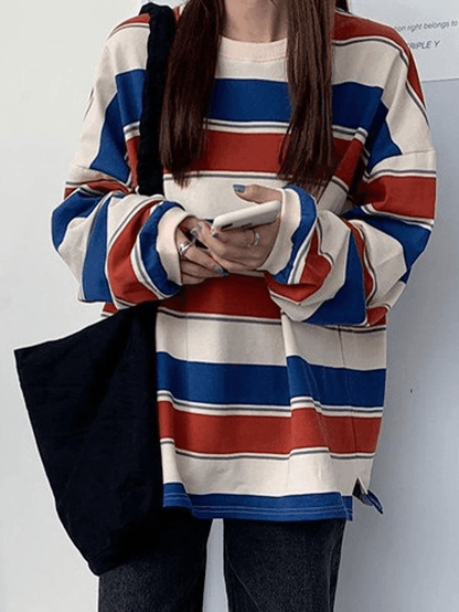 Vintage Striped Pullover Sweatshirt