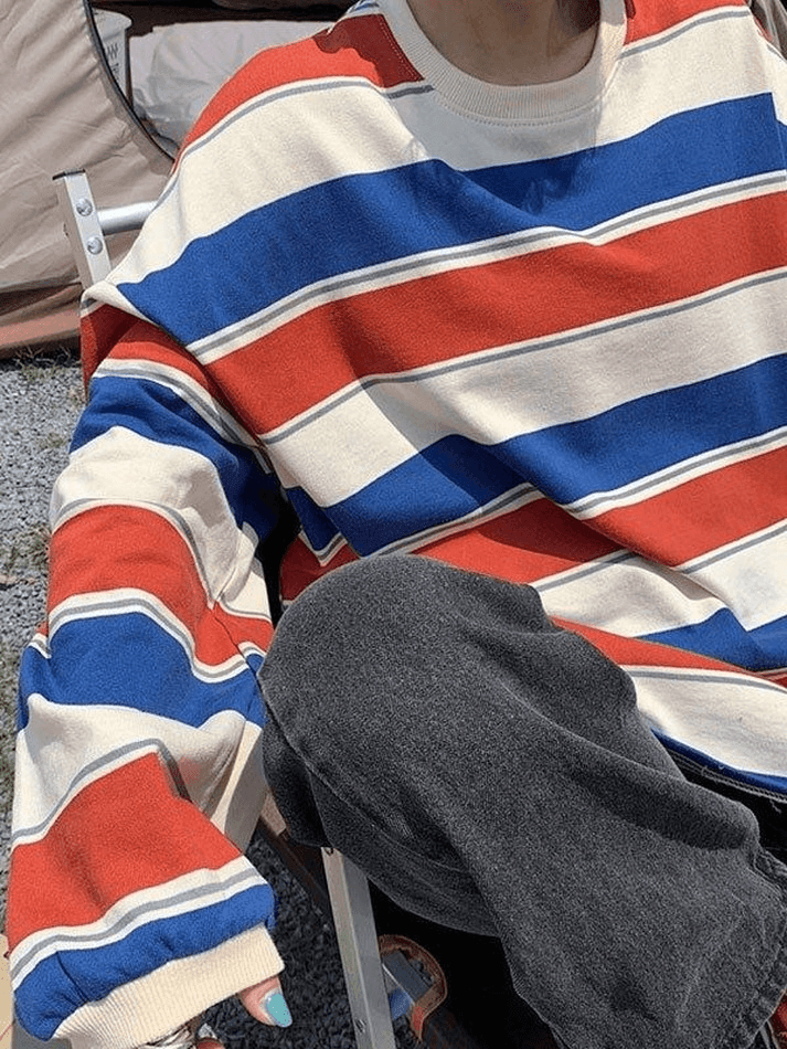 Vintage Striped Pullover Sweatshirt