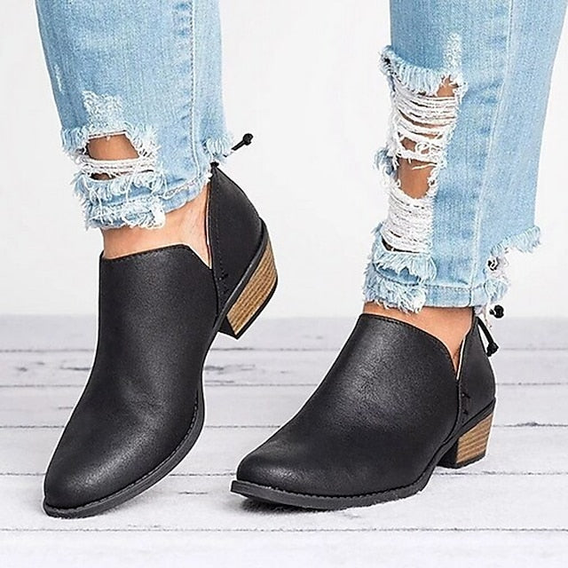 Women's Boots Slouchy Boots Chelsea Boots Outdoor Office Daily Booties Ankle Boots Summer Low Heel Cuban Heel Round Toe Elegant Casual Minimalism Walking Shoes Faux Leather Zipper Solid Color Black