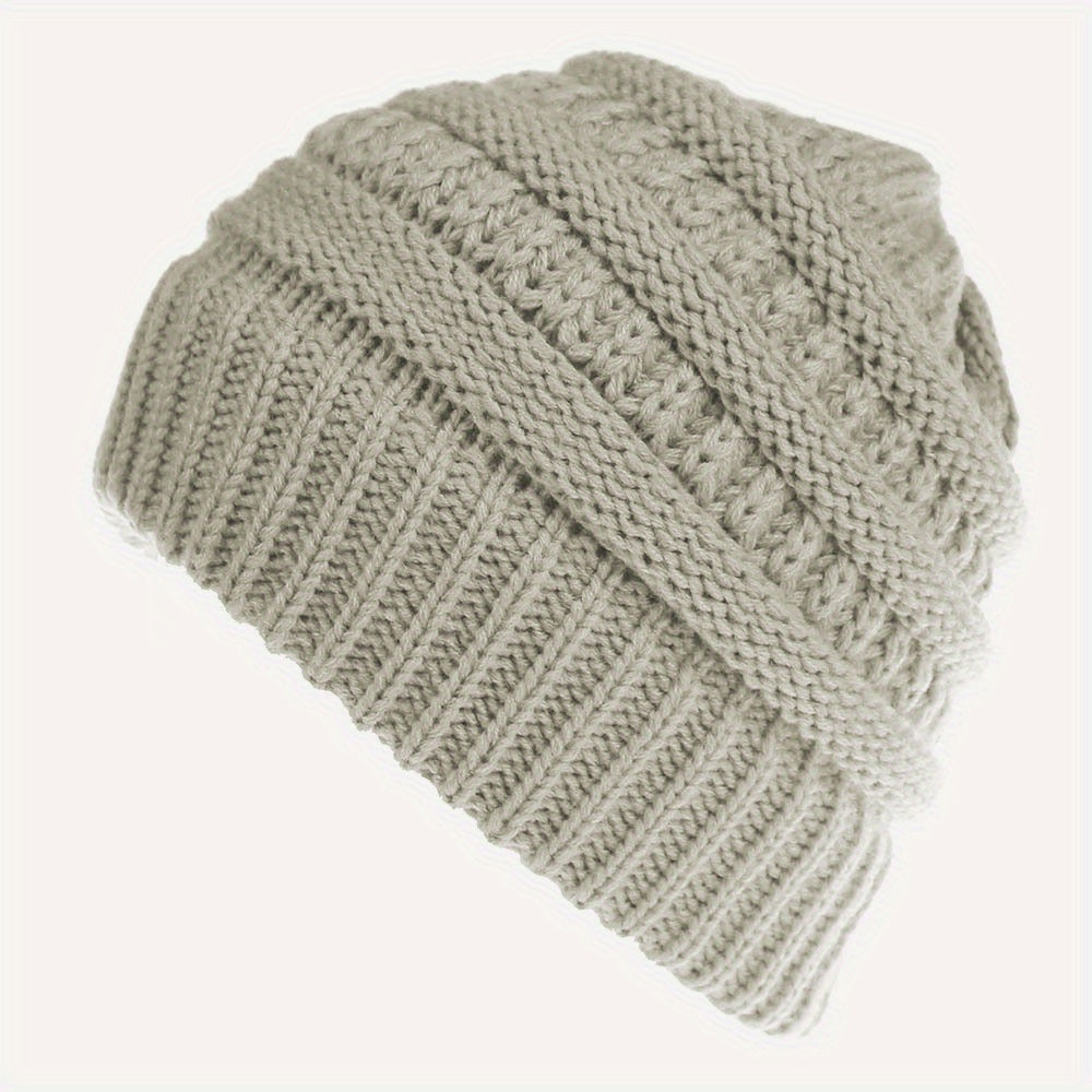 Lovwvol Stay Warm and Stylish with this Brimless Thermal High Bun Ponytail Winter Beanie Hat!
