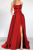 Lovwvol - Sexy Formal Solid High Opening U Neck Evening Dress Dresses(16 Colors)