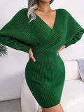 Lovwvol Women's Sweater Dress Long Sleeve Cocktail Dresses Wrap Knit Sweater Sexy Dress