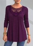 Lovwvol Plus Size 4xl 5XL T-Shirt  Female Spring New Tops V-neck Half Sleeve Lace Splice Print Boho Women shirt