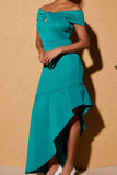 Lovwvol - Malachite Green Sexy Celebrities Formal Solid Asymmetrical Off the Shoulder Evening Dress Dresses