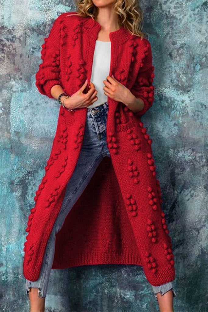 Lovwvol - Red Casual Solid Cardigan Outerwear