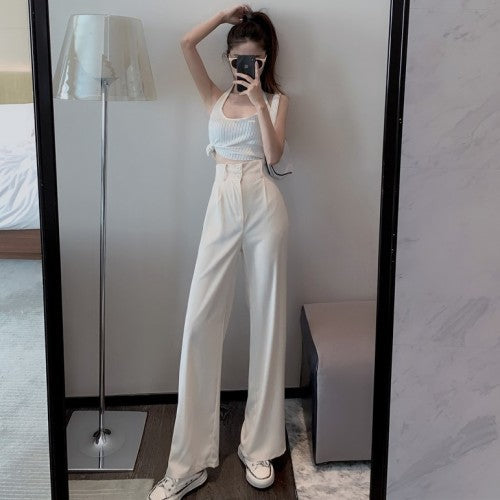 lovwvol New Womens Casual Pants Loose Style Stright Suit Pants High Waist Chic Office Ladies Pants Trousers Streetwear Female Pants