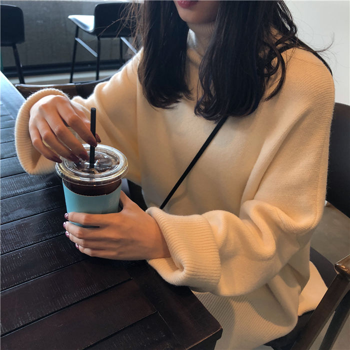 Lovwvol Collar Sweater Spring Autumn New Pattern Winter Long Sleeve Solid Knitting Pulloveres Overszie Casual Women Black Blue