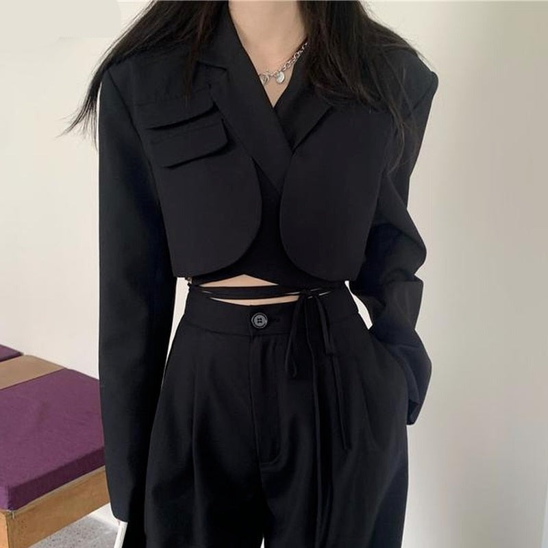 Lovwvol Women Blazers Slim Crop Tops Solid Suits Gothic Hipsters Harajuku Streetwear All-match Fashionable Leisure Vintage Hot Designed Winter School Outfits