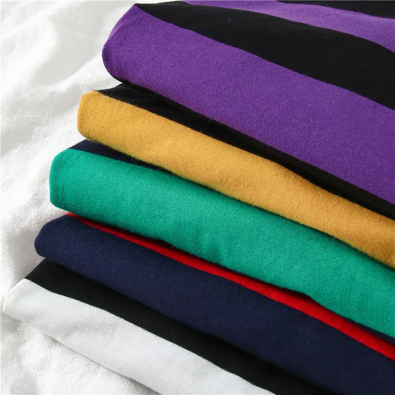 Lovwvol 5 colors Women Cotton Purple Striped Tops Slim Fit t shirt Harajuku Tshirt Summer Long Sleeve Korean Feminina oversized t shirt