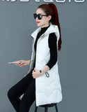 Lovwvol Spring Autumn Women Vest Cotton Waistcoat Plus Size 3XL Long Section New Slim Padded Coat Student Cloghing