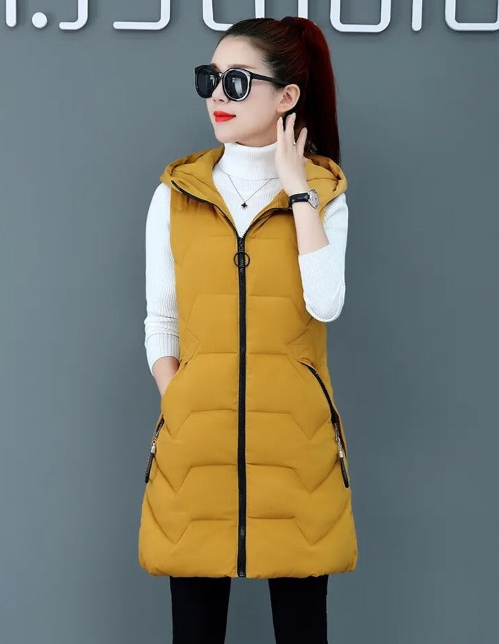 Lovwvol Spring Autumn Women Vest Cotton Waistcoat Plus Size 3XL Long Section New Slim Padded Coat Student Cloghing