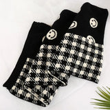 Lovwvol Wool Knitted Scarf Double-sided Smiley Face Scarf Women's Winter Scarf White and Black Foulard Shawl for Female