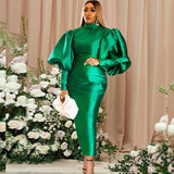 Lovwvol Hnewly Elegant Women Dresses Puffy Long Sleeve Slim Fit Bright Sparkly Dress Large Size 3XL Classy Birthday Christmas Celebrity Outfits