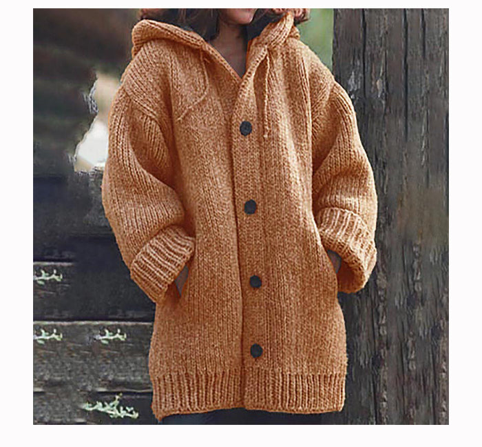 Lovwvol New Women's Cardigans Sweater Coat Warm Sweater Coats Loose Wool Knitted Coat Autumn Winter Women Long Cardigan Oversized Hooded
