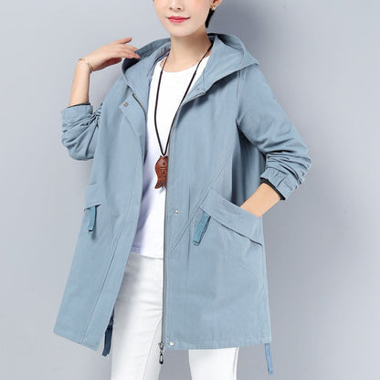 lovwvol  New Autumn Women's Jacket Long Coat Loose Hooded Jacket Casual Female Windbreaker Basic Jackets Outwear Plus Size 5XL