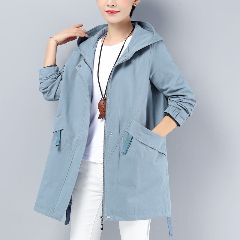 lovwvol  New Autumn Women's Jacket Long Coat Loose Hooded Jacket Casual Female Windbreaker Basic Jackets Outwear Plus Size 5XL