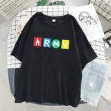 Lovwvol Tops Korean dynamite fans T-shirt Cartoon letter Tshirts Harajuku KPOP Graphic Tshirt Summer Women Suga T-shirt aesthetic