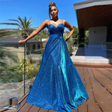 Hnewly Summer Royal Blue Prom Dress Casual Sexy Giltter Halter Hollow Vestidos Women Party Ball Gown Night Formal Robe Valentines Day