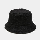 Lovwvol Lamb Faux Fur Bucket Hat Winter Warm Teddy Velvet Hats Caps For Women Lady Outdoor Panama Fisherman Hat