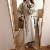Lovwvol Vintage Gray Woolen Jacket for Woman Autumn Winter Thicken Oversized Blends Long Coats Female Korean Fashion Streetwear Clothes