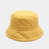 Lovwvol Lamb Faux Fur Bucket Hat Winter Warm Teddy Velvet Hats Caps For Women Lady Outdoor Panama Fisherman Hat