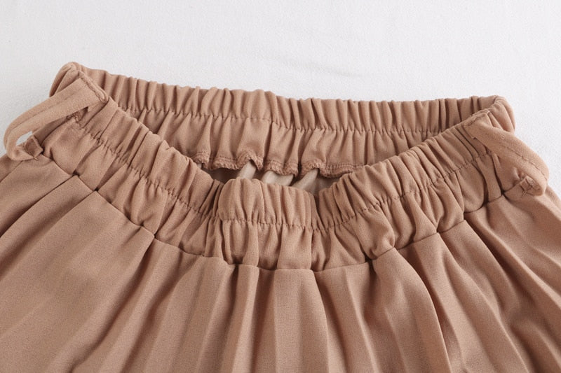 lovwvol New High Waist Women's Pleated Skirts with Belted Spring Summer Minimalism Elegant Office Female Mi-long Skirt Saia