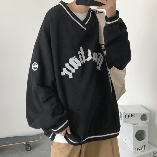 lovwvol  Winter Hip Hop V-neck Letter Print oversized Hoodies women Fashion All-match oversized sweatshirt Men