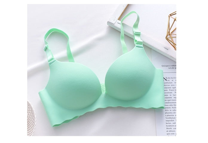 Lovwvol Sexy One-Piece Bra Women Wireless Breathable Underwear Gather Push Up Simple Lingerie Seamless Bralette Candy Color нижнее белье
