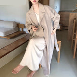 Lovwvol Vintage Gray Woolen Jacket for Woman Autumn Winter Thicken Oversized Blends Long Coats Female Korean Fashion Streetwear Clothes