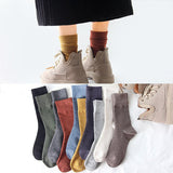 Lovwvol Jeseca Autumn Winter Fashion Cotton Knitted Women Socks Solid Japan Style Cute Long Socks for Women Harajuku Vintage Streetwear