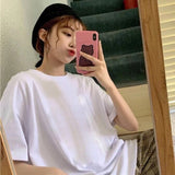 lovwvol  summer new short-sleeved t-shirt girl gradient tie-dye printing bear Korean version loose round neck loose women's top