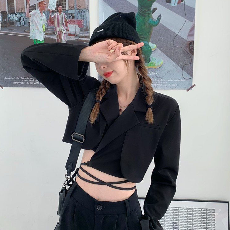Lovwvol Women Blazers Slim Crop Tops Solid Suits Gothic Hipsters Harajuku Streetwear All-match Fashionable Leisure Vintage Hot Designed Winter School Outfits