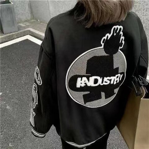 lovwvol  new bomber jacket female Korean version loose jacket street casual embroidery baseball uniform jacket oversized jacket