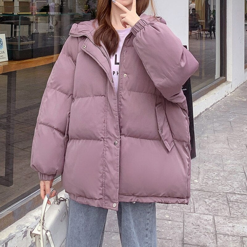 Lovwvol Women Coat for Winter Sungtin Quilted Parkas Women Fashion Puffer Hooded Thick Warm Women's Winter Jacket Coat Padded Parkas Mujer Autumn Clothes