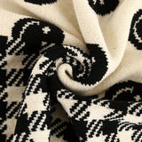 Lovwvol Wool Knitted Scarf Double-sided Smiley Face Scarf Women's Winter Scarf White and Black Foulard Shawl for Female