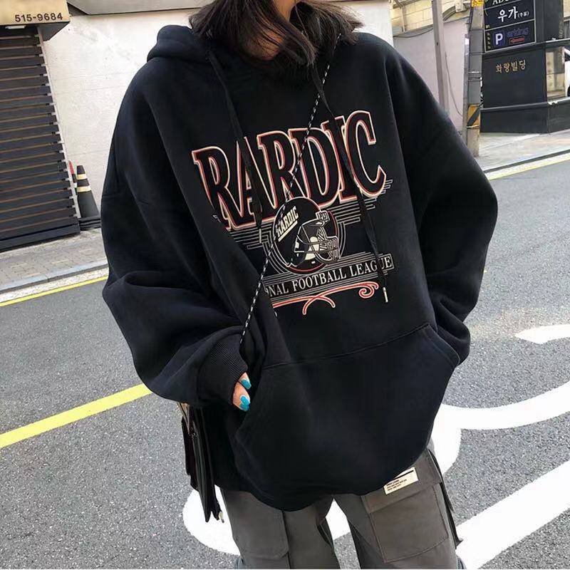 lovwvol  new velvet padded hooded sweatshirt women loose Korean style street clothes women's jacket Harajuku print hoodie