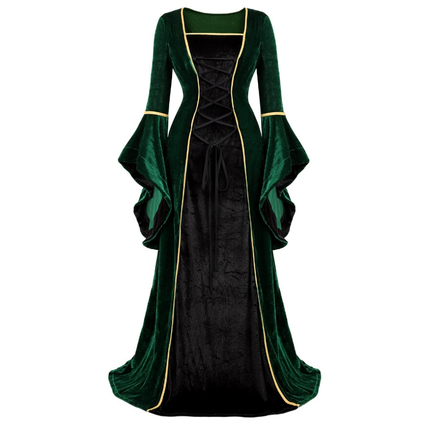 Lovwvol Women Renaissance Irish Deluxe Velvet Dress Victorian Medieval Long Dress Retro Fancy Gown Halloween Cosplay Costume Plus Size