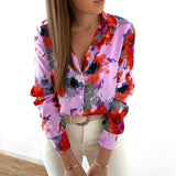 lovwvol New Floral Blouse Women Turn-down Collar Long Sleeve Fashion Plus Size Casual Blouses Elegant Lady Office Work Shirts Tops