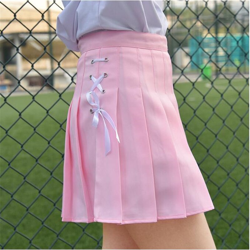 lovwvol  new pleated high waist A-line skirt female all-match mini skirt hip-hop suspender skirt campus style sexy female skirt
