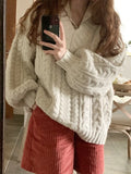 Lovwvol Fall Winter Womens Sweaters Women Clothing Knitted Loose Sweater Knitting Wool Oversize Pullover Woman Sweaters Girls Thick