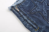 lovwvol Vintage Denim Mini Skirt Women Solid High Waist A-line Zipper Distressed Streetwear Jean Skirt 2000s Fashion Summer